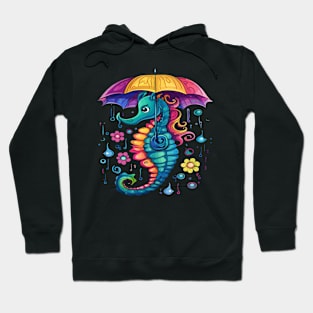 Seahorse Rainy Day With Umbrella Hoodie